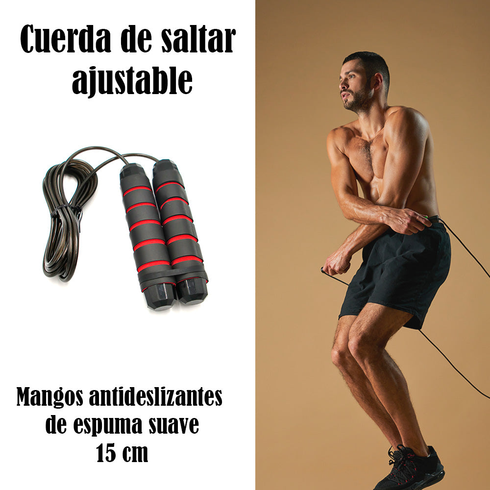 .CMNW Kit completo de entrenamiento 42 piezas. Incluye: 13 bandas elásticas, 3 Anclajes de pared, 1 Anclaje de puerta, 2 Asas, 2 Tobilleras y 1 Cuerda de saltar