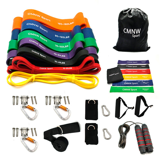 CMNW Kit de entrenamiento completo en casa con bandas elásticas de resistencia